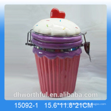 Colorful ceramic sealed canister pot with icecream design